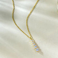 wholesale S925 Silver Jewelry Women's Minimalist Geometric Vertical Row Diamond Pendant Necklace Fashion Versatile Cross-Border-0-6