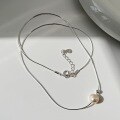 wholesale S925 Sterling Silver Simple and Elegant Single Freshwater Pearl Necklace for Women, Minimalist and Chic Layering Collarbone Chain-0-1