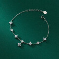wholesale S925 Sterling Silver Inlaid with Zircon Four-Leaf Flower Bracelet, Fresh and Floral Hand Jewelry S5798-0-0