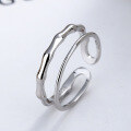 wholesale S925 Sterling Silver Korean-style Minimalist Geometric Irregular Twisted Surface Open Ring for Women-0-1