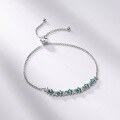 wholesale S925 Sterling Silver Cultivated Emerald Oval Fashion Elegant Adjustable Bracelet for Women Cross-Border Supply-0-1