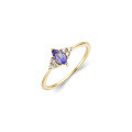 wholesale 925 silver gold-plated women's ring with natural tanzanite and white zircon, Japanese exquisite style, factory wholesale-0-0