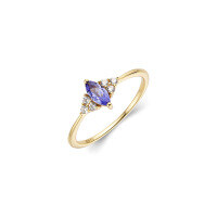 wholesale 925 silver gold-plated women's ring with natural tanzanite and white zircon, Japanese exquisite style, factory wholesale-Tanzanite Women's Ring>Size 12