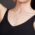 wholesale S925 Sterling Silver Amazon America Cross Border Women's Luxury Full Diamond Cross Pendant Necklace, Unique Small Design with a Premium Feel-0-3