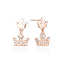 wholesale Rose Gold Plated S925 Sterling Silver Small Crown Stud Earrings, Minimalist Design, Exquisite and Elegant-0-4