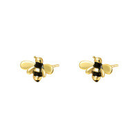 wholesale S925 Sterling Silver European And American Style Creative Color Zircon Small Ear Studs For Women, Unique Design Flower Sun Bee Earrings-E4018-Bee 925 Silver