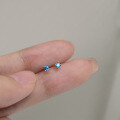 wholesale S925 silver minimalist single diamond stud earrings with four-prong setting in sky blue, designed for all-day wear, G8534-0-0