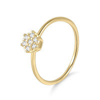 wholesale S925 Sterling Gold Plated Moissanite Flower Ring, Fade-Resistant and Stylish Small Ring-Small Moissanite Ring 5 US 6