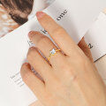 Copper Gold-Plated Square Cut Zircon Women's Solitaire Ring, Fashionable Minimalist Commuter Style, Direct from Manufacturer-0-2