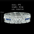 wholesale 925 Silver Gold-Plated Bracelet with High-Carbon Diamonds, Peacock Blue, Art Deco, Royal Blue, Western Antique Vintage Women's Bracelet-0-2