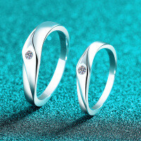 S925 Sterling Silver Moissanite Couple's Ring Simple Solitaire Fashion Band-6-point Mozambique Women's Ring  Size 12