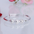 wholesale [990 Pure Silver] Infant Baby Bracelet Solid Silver Adjustable Bangle with Beaded Pattern Jewelry Factory Wholesale-0-0