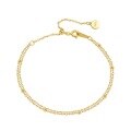wholesale 10K Gold Plated 925 Sterling Silver New Minimalist Double Layer Women's Geometric Cross Chain with Large Bead Accent Link Bracelet for Wholesale-0-4