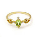 wholesale 925 Sterling Silver Gold-Plated Japanese Light Luxury New Arrival Dainty Peridot Ring for Women, Drop Shipping Available-0-4