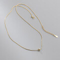 wholesale S925 Sterling Silver Round Bead Snake Chain Necklace for Women, Korean Style Minimalist Elegant Versatile Basic Collarbone Chain Y00259-0-3