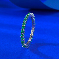 wholesale 925 Sterling Silver Red, Blue, and Green Thin Delicate Ring Fashionable Personality Ring Thin Row Diamond Ring Ins-R1247 Green Diamond Ring No. 8