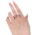 wholesale S925 silver imported high-carbon diamond lavender purple 9*9 five-flower ring European and American women's style live broadcast style-0-4