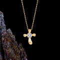 Sterling Silver Cross Pendant Necklace with Moissanite, Fashion Jewelry-0-1