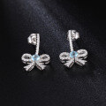 wholesale S925 Silver New Creative Design Topaz Gemstone Earrings French Romantic Bow Natural Colored Gem Earrings-0-0