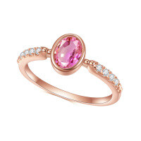 wholesale Rose gold plated S925 sterling silver set with pink sapphire gemstone ring, fashionable and unique, ins style, elegant, and luxurious-S925 silver + pink corundum  US size 7