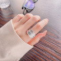 wholesale S925 Sterling Silver European and American Irregular Wrinkle Lava Open Ring French Light Luxury Style Hip-Hop Trendy Cool Ring-0-2