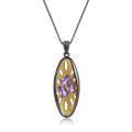 wholesale 925 Silver Italian Craft Designer Gemstone Pendant Vintage High-End Natural Amethyst Necklace Pendant-0-0