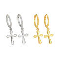 wholesale S925 Sterling Silver Cross Ear Hoop Ear Clasp, Fashionable Minimalist Personality Trend High-End Sense Daily Versatile Earrings-0-1