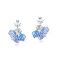 wholesale 925 Sterling Silver, New Korean Style Blue Iris Earrings, Small Floral Stud Earrings, Ins Style Luxury Openwork Enamel Earrings-0-4