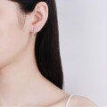 Sterling Silver Platinum-Plated High-End Precision Pavé Stud Earrings for Women, Hypoallergenic-0-2