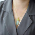 wholesale 925 silver gold-plated antique-style Hanfu cheongsam pendant necklace inlaid with Hetian white jade plain pendant-0-1