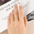 Metal Cross Fork Double-Layer Heart Diamond Ring for Women-0-2