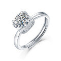 925 Sterling Silver Moissanite Bull Head Ring D Color-0-3