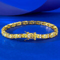 wholesale S925 Gold-Plated, New Live Stream Style 4*6mm Pigeon Egg Fully Set with Yellow Diamonds Oval Bracelet for Women-0-5