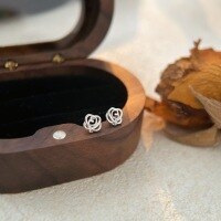 wholesale 999 Silver Sterling Small Fresh and Delicate Rose Flower Ear Studs for Women, Simple and Minimalist Student Earrings, Korean Style for Healing Ear Piercings-Sterling silver