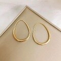 wholesale Metal minimalist oval hoop earrings vintage Hong Kong style ear accessories for women-0-1