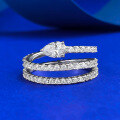 wholesale S925 silver new style layered coiled teardrop ring snake-shaped full diamond row ring ISN fashion item-0-2
