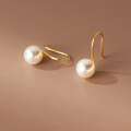 wholesale S925 Sterling Silver Nameplate Style Synthetic Pearl Ear Hook French High Heel Earring Ear Jewelry Trendy M04033-0-3