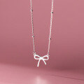 wholesale S925 Sterling Silver Bow Short Collarbone Chain Korean Style Sweet Minimalist Niche Necklace D9422-0-2