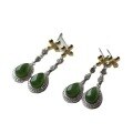 wholesale S925 silver inlaid with natural full-color jadeite drop earrings, Hetian jade jadeite earrings, minimalist women's ear accessories-0-4