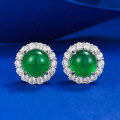 wholesale 925 Sterling Silver with 80 Simulated Green Chalcedony Earrings, Rich Lady Style Extravagant Classic Earrings-0-4