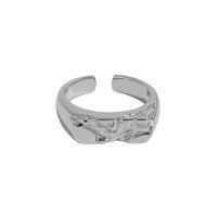 wholesale S925 Sterling Silver Korean Version Ins Small Design Irregular Surface Micro-Inlaid Zirconia Textured Openable Ring for Women-Platinum [No. 13/Adjustable] Opening adjustable