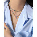 wholesale S925 Sterling Silver 577 Korean Version Ins Small and Unique Design OT Buckle Chain Textured Women's Collarbone Necklace-0-2