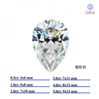 Moissanite D Color VVS Custom Cuts 0.5-3Ct GRA Factory Direct Wuzhou-Pear-shaped + Certificate  0.5CT