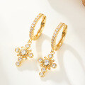 wholesale S925 Sterling Silver Micro-Pave Zircon Cross Pendant Hoop Ear Clasp Fashionably Unique and Creative High-End Earrings-0-2