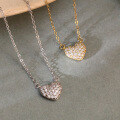 wholesale 925 Silver Small Pendant Necklace Women Zircon Retro Heart-shaped Fashion Jewelry-0-1
