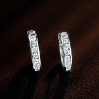 wholesale S925 Sterling Silver 2mm Round Earrings, New, Versatile and Cross-Border Best Seller-White【E3177】 Main stone 2mm