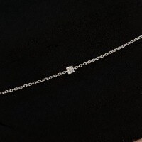 wholesale 925 Sterling Silver Four-Prong Single Stone Bracelet with Princess Cut Diamond, Dainty and Minimalist Jewelry for Women-Platinum 925 silver