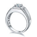 wholesale 925 Silver Men's Ring Moissanite GRA Certificate European and American Stylish Ring Men's Pure Silver Bestseller-0-4