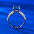 wholesale S925 Silver New Simulated Royal Blue 8*12 Oval Ring for Women, Simple Engagement Ring-0-3