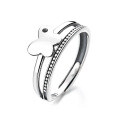 wholesale S925 Sterling Silver Korean-style Retro Double-layer Butterfly Fresh and Versatile Open Ring-0-4